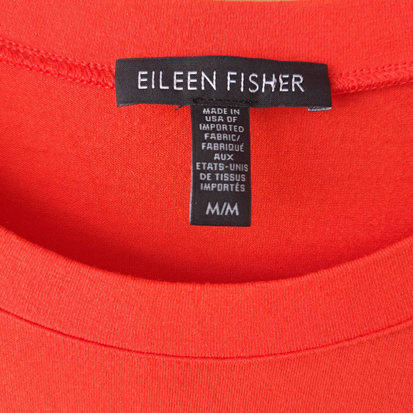 Eileen Fisher Orange Sleeveless Midi Dress Crewneck Shift Size Medium - Picture 6 of 9